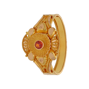 Ladies Special Kasai Gold Ring with Floral Designs